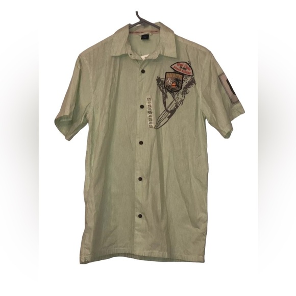 Gap Kids Boys Green Stripe SS Button Down Surf Beach Shirt Sz XXL 14-16 NWT - Picture 1 of 3